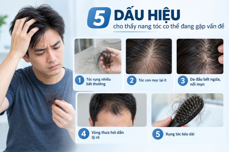 dấy hiệu cho thấy rụng tóc có thế đang gặp vấn đề