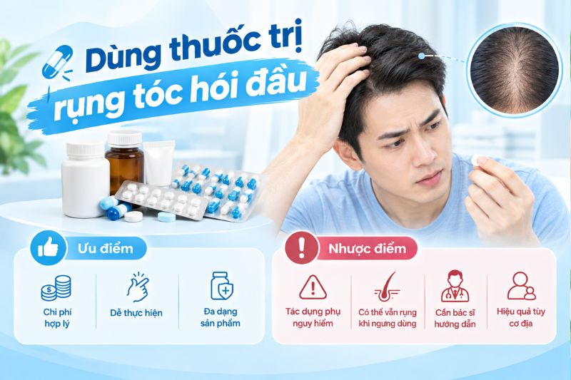 dùng thuốc trị rụng tóc hói đầu