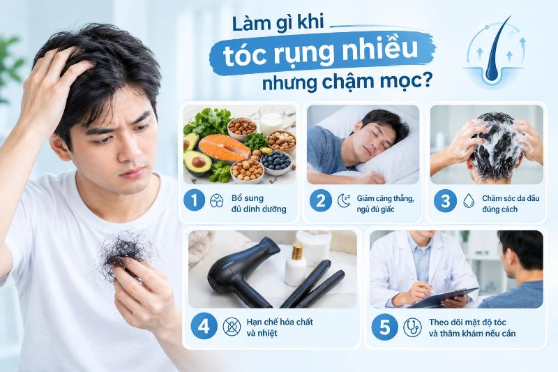 làm gì khi tóc rụng nhiều nhưng mọc chậm