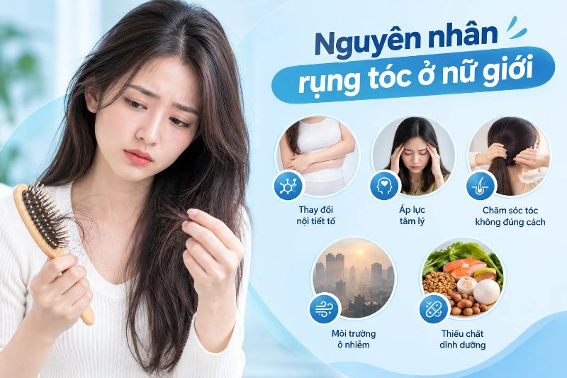 nguyên nhân rụng tóc ở nữ giới
